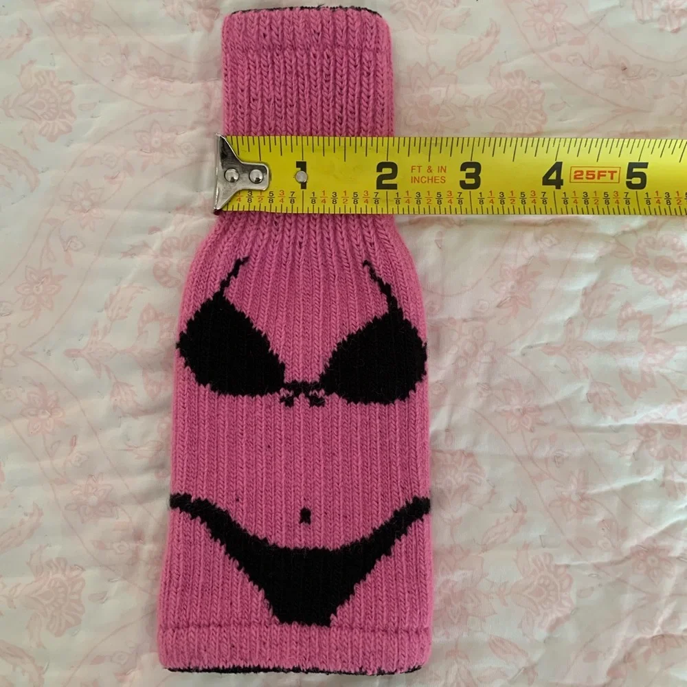 Freaker USA Bottle Koozie Pink Black Sweater Knit Stretchy Bikini